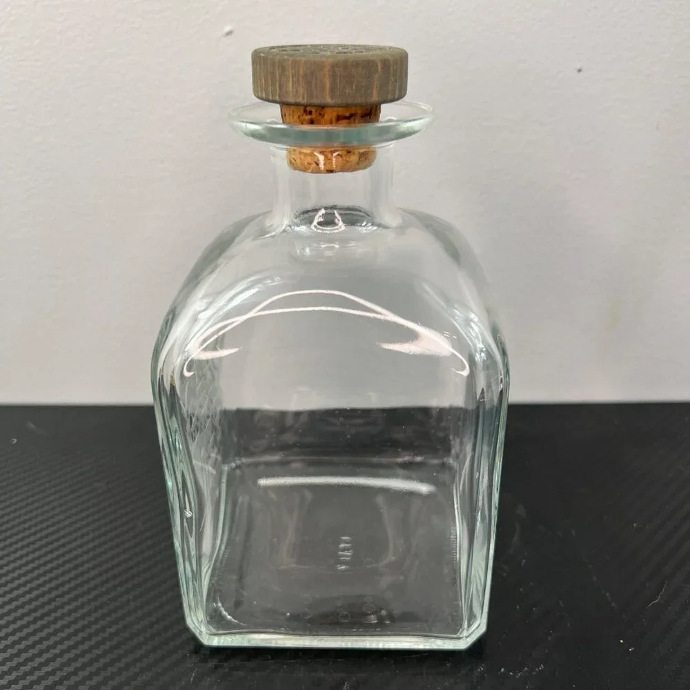 Vintage Liquor Decanter Bottle Nautical Etched Sailboat Schooner Cork Stopper